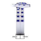 1.10 Carat (Ctw) 10K White Gold Round Cut Blue Sapphire & White Diamond Ladies Heart Shaped Bridal Engagement Ring With Matching Band Set 1 CT