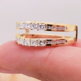 0.90 Carat (ctw) 14K Yellow Gold Princess Cut White Diamond Ladies Anniversary Wedding Band Enhancer Guard Double Ring