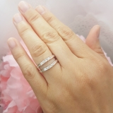 0.90 Carat (ctw) 18K Rose Gold Princess Cut White Diamond Ladies Anniversary Wedding Band Enhancer Guard Double Ring
