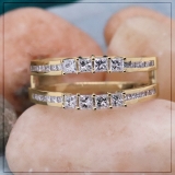 0.90 Carat (ctw) 18K Yellow Gold Princess Cut White Diamond Ladies Anniversary Wedding Band Enhancer Guard Double Ring