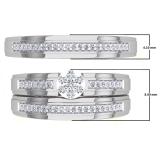 0.40 Carat (ctw) 14K White Gold Round White Diamond Men & Women's Cluster Engagement Ring Trio Bridal Set