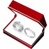 0.40 Carat (ctw) 18K White Gold Round White Diamond Men & Women's Cluster Engagement Ring Trio Bridal Set