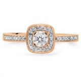 0.33 Carat (ctw) 18K Rose Gold Round White Diamond Ladies Halo Style Bridal Engagement Ring 1/3 CT