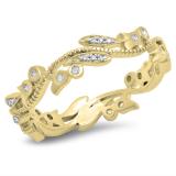 0.20 Carat (ctw) 10K Yellow Gold Round White Diamond Ladies Vintage Style Anniversary Wedding Eternity Band Stackable Ring 1/5 CT