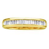 0.23 Carat (ctw) 14K Yellow Gold Baguette Cut White Diamond Ladies Anniversary Wedding Band Stackable Ring 1/4 CT