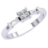 0.20 Carat (ctw) 18K White Gold Princess & Tapered Cut White Diamond Ladies Invisible Engagement Ring 1/5 CT