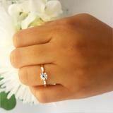 0.85 Carat (ctw) 14K Yellow Gold Round Cubic Zirconia & Tapered Cut White Diamond Ladies Invisible Engagement Ring