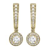 0.50 Carat (ctw) 10k Yellow Gold Round Diamond Ladies Fine Dangling Drop Earrings 1/2 CT
