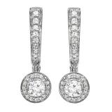 0.50 Carat (ctw) 14k White Gold Round Diamond Ladies Fine Dangling Drop Earrings 1/2 CT