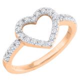 0.18 Carat (ctw) 10K Rose Gold Round Diamond Ladies Bridal Heart Shaped Promise Engagement Ring