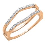 0.18 Carat (ctw) 10K Rose Gold Round Diamond Ladies Anniversary Wedding Band Enhancer Guard Double Ring