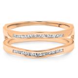 0.25 Carat (ctw) 14K Rose Gold Round White Diamond Ladies Anniversary Wedding Band Enhancer Guard Double Ring 1/4 CT