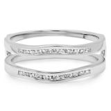 0.25 Carat (ctw) 14K White Gold Round White Diamond Ladies Anniversary Wedding Band Enhancer Guard Double Ring 1/4 CT