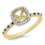 0.30 Carat (ctw) 18K Yellow Gold Round Cut Black & White Diamond Ladies Bridal Semi Mount Engagement Ring 1/3 CT (No Center Stone)