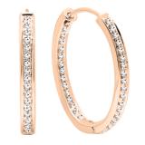 0.23 Carat (ctw) 14K Rose Gold Round Cut White Diamond Ladies Hoop Earrings 1/4 CT