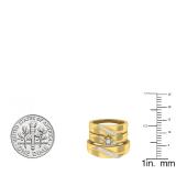 0.20 Carat (ctw) 18K Yellow Gold Round White Diamond Men & Women's Engagement Ring Trio Bridal Set 1/5 CT