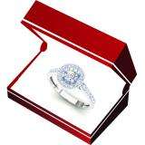1.00 Carat (ctw) 14K White Gold Round White Diamond Ladies Halo Style Bridal Engagement Ring 1 CT