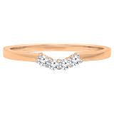 0.15 Carat (ctw) 18K Rose Gold Round Diamond Ladies Contour Anniversary Wedding Stackable Band Guard Ring