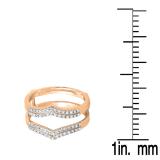 0.30 Carat (ctw) 10K Rose Gold Round Diamond Ladies Anniversary Wedding Band Enhancer Guard Double Ring 1/3 CT