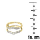 0.30 Carat (ctw) 10K Yellow Gold Round Diamond Ladies Anniversary Wedding Band Enhancer Guard Double Ring 1/3 CT