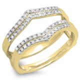 0.30 Carat (ctw) 14K Yellow Gold Round Diamond Ladies Anniversary Wedding Band Enhancer Guard Double Ring 1/3 CT