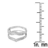 0.30 Carat (ctw) 18K White Gold Round Diamond Ladies Anniversary Wedding Band Enhancer Guard Double Ring 1/3 CT