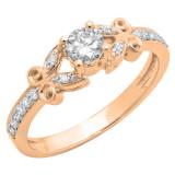 0.50 Carat (Ctw) 10K Rose Gold Round White Diamond Ladies Bridal Unique Vintage Style Engagement Ring 1/2 CT