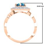 1.15 Carat (ctw) 14K Rose Gold Round Cut Blue & White Diamond Ladies Swirl Bridal Halo Engagement Ring