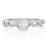 0.50 Carat (ctw) 10K White Gold Round White Diamond Ladies Crossover Split Shank Bridal Promise Engagement Ring 1/2 CT