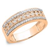 0.35 Carat (ctw) 18K Rose Gold Round White Diamond Ladies Anniversary Wedding Band Stackable Ring 1/3 CT