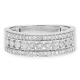 0.35 Carat (ctw) 18K White Gold Round White Diamond Ladies Anniversary Wedding Band Stackable Ring 1/3 CT