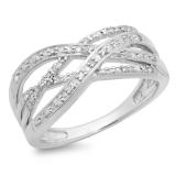 0.25 Carat (ctw) Sterling Silver Round White Diamond Ladies Bridal Swirl Split Shank Fashion Right Hand Band 1/4 CT