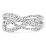 0.25 Carat (ctw) Sterling Silver Round White Diamond Ladies Bridal Swirl Split Shank Fashion Right Hand Band 1/4 CT