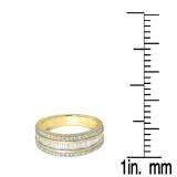 0.95 Carat (ctw) 10K Yellow Gold Round & Baguette Diamond Men's Anniversary Wedding Band Ring 1 CT