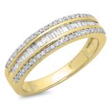 0.60 Carat (ctw) 10K Yellow Gold Round & Baguette Diamond Ladies Bridal Anniversary Wedding Band Ring