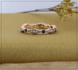 0.50 Carat (ctw) Round Blue Sapphire And Diamond Ladies Vintage Eternity Band Ring 1/2 CT, 10K Rose Gold