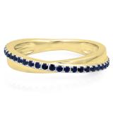 0.50 Carat (ctw) 10K Yellow Gold Round Blue Sapphire Ladies Wedding Anniversary Eternity Band Ring 1/2 CT