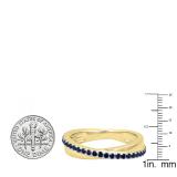 0.50 Carat (ctw) 14K Yellow Gold Round Blue Sapphire Ladies Wedding Anniversary Eternity Band Ring 1/2 CT