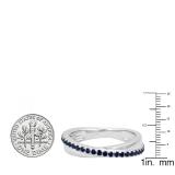 0.50 Carat (ctw) 18K White Gold Round Blue Sapphire Ladies Wedding Anniversary Eternity Band Ring 1/2 CT