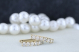 0.85 Carat (ctw) 10K Yellow Gold Round Cut White Diamond Ladies Huggies Hoop Earrings