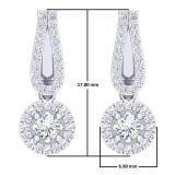 0.60 Carat (ctw) 10K White Gold Round White Diamond Ladies Halo Style Dangling Drop Earrings