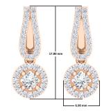 0.60 Carat (ctw) 14K Rose Gold Round White Diamond Ladies Halo Style Dangling Drop Earrings