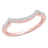 0.20 Carat (ctw) 10K Rose Gold Round Cut Diamond Ladies Anniversary Wedding Stackable Band Contour Guard Ring 1/5 CT