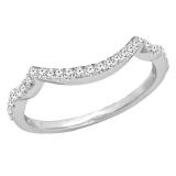 0.20 Carat (ctw) 10K White Gold Round Cut Diamond Ladies Anniversary Wedding Stackable Band Contour Guard Ring 1/5 CT