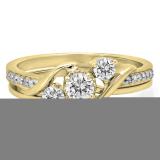 0.50 Carat (ctw) 14K Yellow Gold Round Diamond Ladies Swirl Bridal 3 Stone Engagement Ring With Matching Band Set 1/2 CT