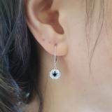 0.50 Carat (ctw) 10K White Gold Round Cut Black & White Diamond Ladies Halo Style Dangling Drop Earrings 1/2 CT