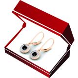 0.50 Carat (ctw) 14K Rose Gold Round Cut Black & White Diamond Ladies Halo Style Dangling Drop Earrings 1/2 CT
