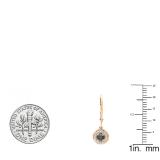 0.50 Carat (ctw) 18K Rose Gold Round Cut Black & White Diamond Ladies Halo Style Dangling Drop Earrings 1/2 CT