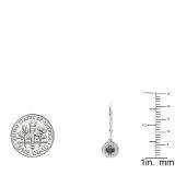 0.50 Carat (ctw) 18K White Gold Round Cut Black & White Diamond Ladies Halo Style Dangling Drop Earrings 1/2 CT