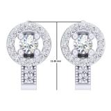 0.50 Carat (ctw) 10K White Gold Round White Diamond Ladies Halo Style Hoop Earrings 1/2 CT